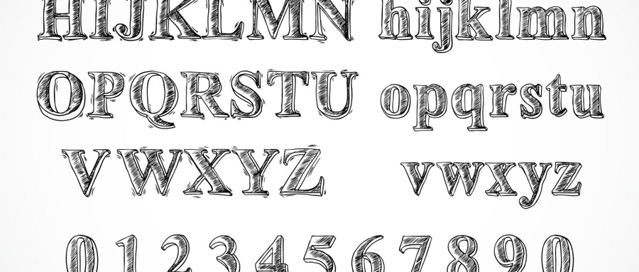 摄图网_300950139_wx_素描手绘字母黑白字体字母数字符号孤立矢量插图（企业商用）.jpg
